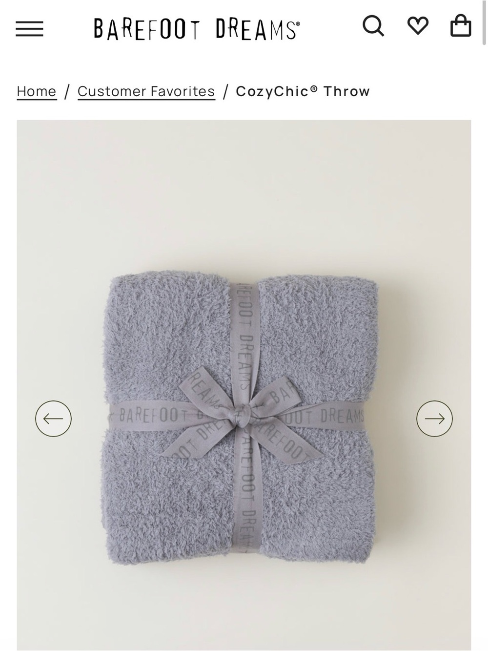Barefoot Dreams Cozy Chic Throw Blanket in Light Gray NWT - Picture 5 of 6